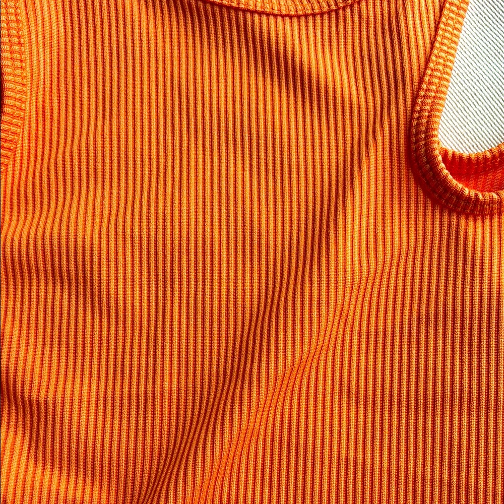 Vibrant Orange Ribbed Tank Top by Hollister
